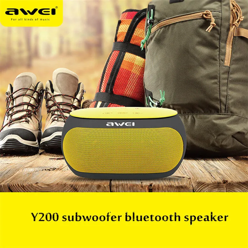 Awei Y200 Bluetooth Speaker Stereo Wireless Portable Speakers Support TF  card with Microphone Sound Box (Yellow) | Daraz.com.bd