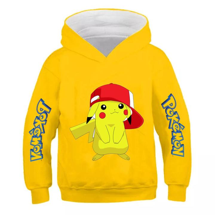 Pokemon Baby Boy Cool Pikachu Hoodie 4-14 Years Old Cartoon