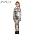 Zawaland Child Robot Costume Punk Front Zipper Zentai Suit Boy Girl 3D Cosplay Party Clothes Catsuit Jumpsuit Festival Outfit.