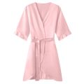 Delicate Allure: Ruffle Satin Robe for Effortless Bridal Relaxation.