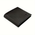 1pc Men's Shielded RFID Wallet, Top Layer Cowhide Credit Card Holder, With Auspicious Deer Head Metal Label Wallet, Large Capacity Bag.