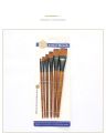 KeepSmiling G1706 Artist Paint Brush Set – 6 Pcs Flat Wooden Brushes, Suitable for Water, Acrylic, and Oil Colors. 