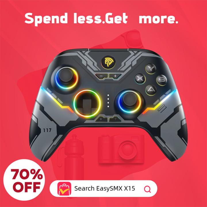 o Switdows, N joystick game controller EasySMX X15 wireless PC controller, Bluetooth controller, suitable for PC Winintendch, Android/iOS, RGB, Hall effect