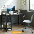 Metal Frame Computer Desk – Working Table with 2 Drawers & 1 Shelf for Home Office. 