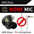 QKZ AK6 Zeus Wired HiFi Best In Ear IEMs Earphones Bass Dynamic Driver Monitor with Micr Silver Plating Detachable Audio Cable. 