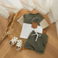 Fashion Summer Baby Boys Clothes Set Short Sleeve Pocket Contrast Color T-shirt + Elastic Waist Shorts 2PCS Kids infant Outfits.