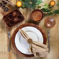 Fall Napkin Rings Set of 6, Vintage Napkin Ring for Table Setting, Handmade Rattan Serviette Rings Holder for Wedding.