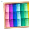 Rainbow GEM Cubes Stacking Toy Transparent Appearance with Storage Case Building Blocks Set 30pcs.