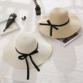 New Sun Hat Ladies Summer Beach Big Brimmed Straw Hat Seaside Vacation Sunshade Sunscreen Foldable Dome Straw Hat Ladies Hat.