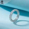ORSA JEWELS 14K Gold Plated Full CZ Eternity Rings 925 Sterling Silver Dainty Finger Band for Women Wedding Jewelry Gift SR316.