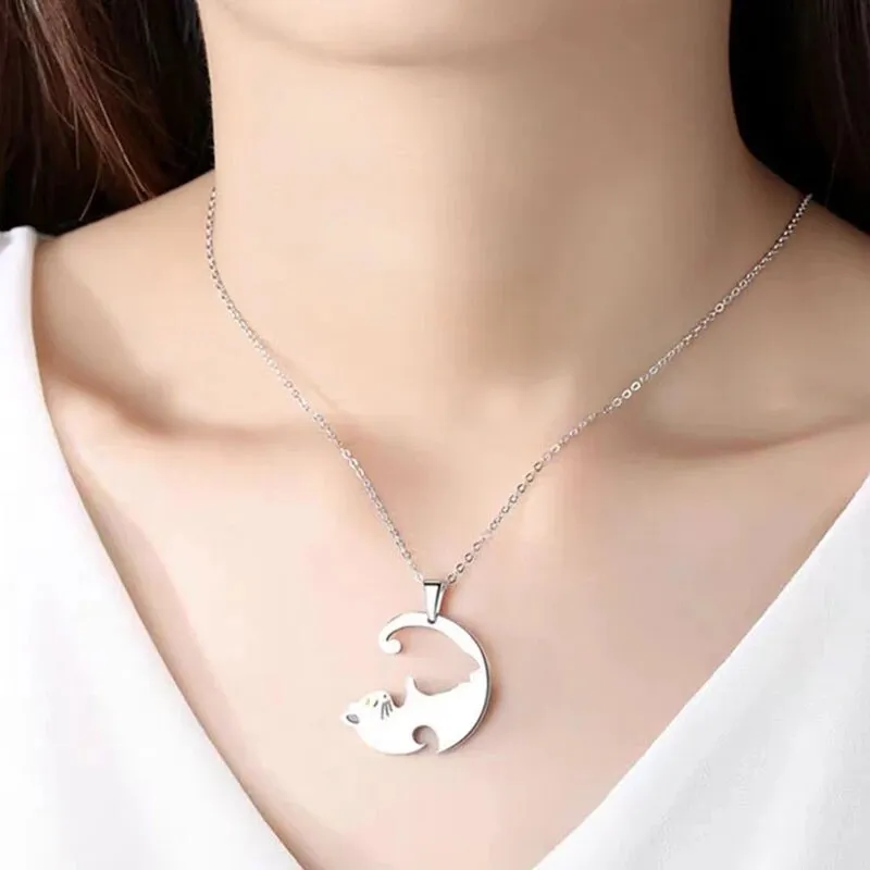 Ying yang cat necklace sales