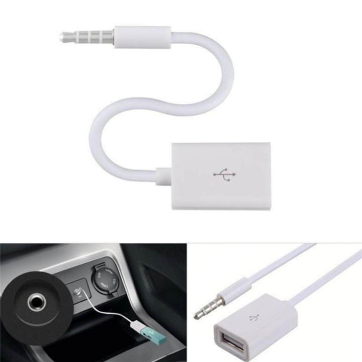 3.5mm Male AUX Audio Plug to USB 2.0 Female Converter Cable Cord for Car MP3