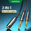 UGREEN 3.5mm Female to 2 Male Splitter Headphone Mic Audio Y Splitter Cable Headset to PC Adapter for Computer. 