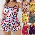 Summer Women's Suspenders Shorts Big Size Plus Fat Fat Pajamas Homewear Set Leisure Loose Comfortable Pajamas Homewear Set.