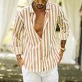Men's Casual Blouse Shirt Stripe Printing Loose Tops Long Sleeve Tee Shirt Spring Autumn Casual Handsome Men's Shirts 2023 New.