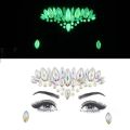 Luminous Crystal Face Stickers Rhinestone Temporary Tattoo Glow In The Dark Face Jewelry Stickers Eye Stickers Party Makeup.