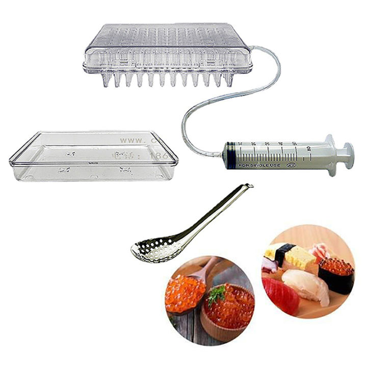 Molecular Gastronomy Kit Caviar Maker Box Spherification Dropper Roe Sauce Dispenser Strainer Tools With Spoon Syringe