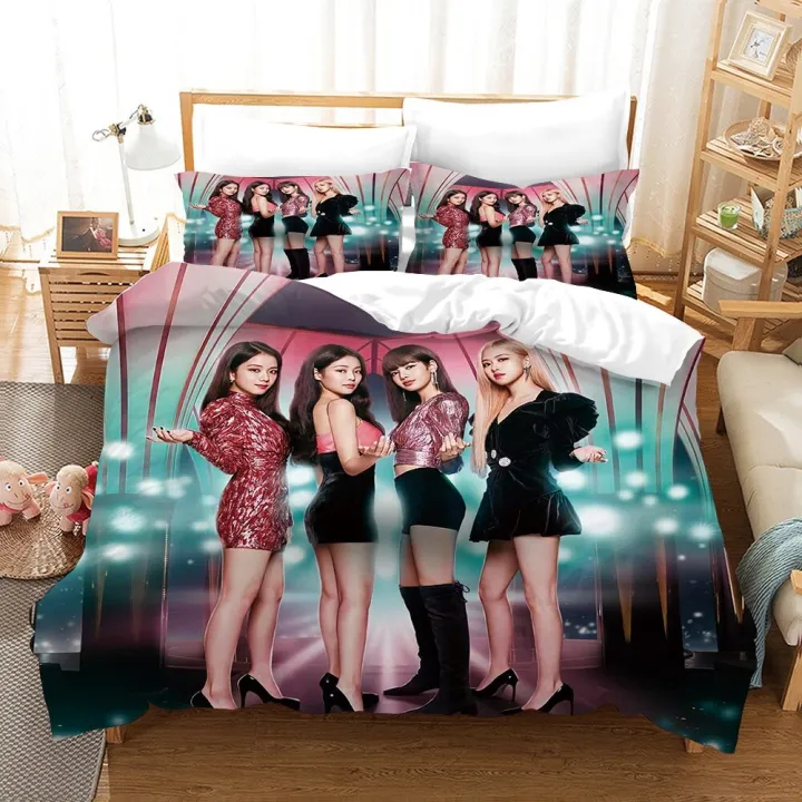 KPOP%20BlackPink%202%20IN%201%20Bedsheet%20Set%20Single%20Size%20Duvet%20Cover%20Quilt%20Cover%20Child%20Home%20Bedroom%20Comfortable%20Washable%20Pillowcase%20Set%20G%20-%20Image%202
