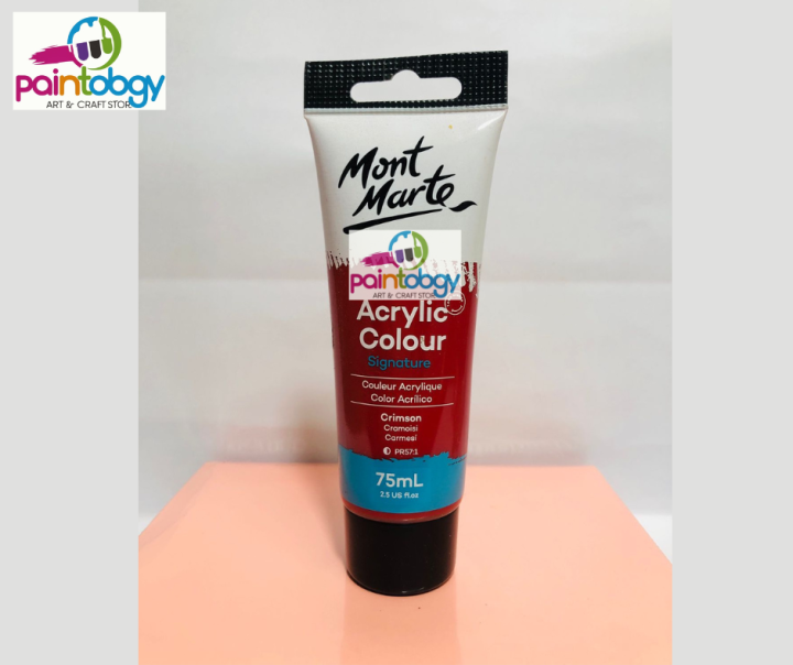 Mont Marte Signature Acrylic Color Paint 75ml Tube Crimson.