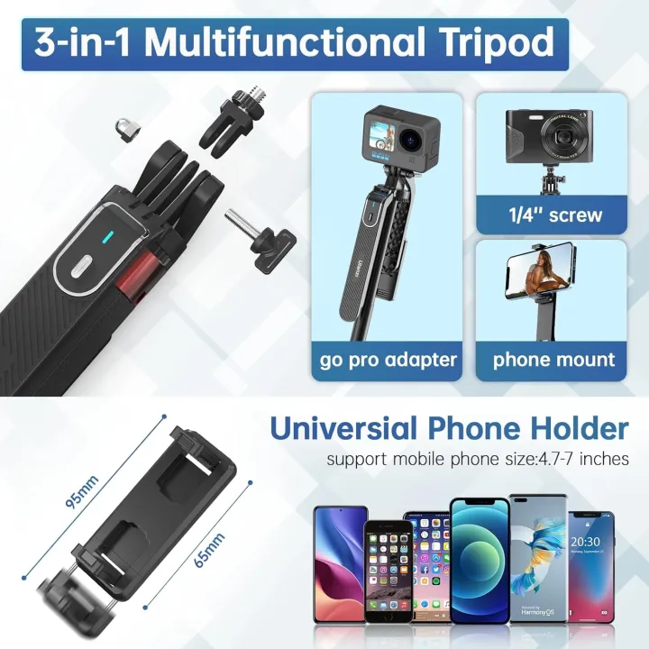 ULANZI%20MA09%20Extendable%20Phone%20Tripod,%2071"%20Selfie%20Stick%20Phone%20Vlog%20Tripod%20Stand%20Quadrapod%20with%20All%20in%201%20Phone%20Clip,%20Travel%20Tripod%20Phone%20Holder%20with%20Rechargeable%20Remote%20-%20Image%204
