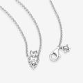 925 sterling silver Inlaid Double Heart Pendant Sparkling zirconia Collier Necklace women fashion DIY jewelry valentine's day gift for girlfriend. 