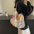 New vintage floral tote bag chapter Ruonan same cotton bag shoulder bag crossbody bag flower cloth bag women's bag. 