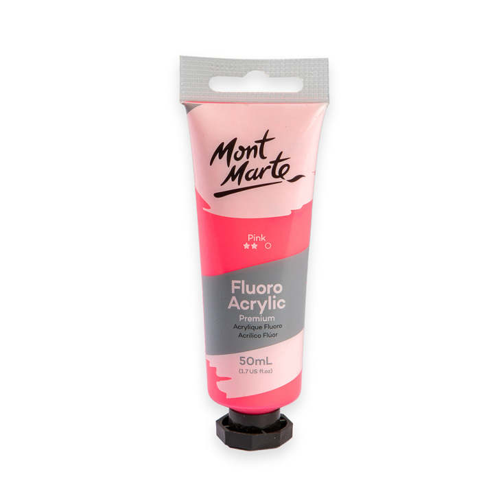 Mont Marte Fluro Acrylic Paint 50ml-Pink