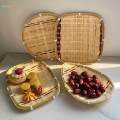 Bamboo Basket Tray Woven Fruit Basket for Countertops Cabinets Bedroom.
