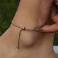 Fashion Simple Adjustable Slider Anklets Chain Bracelets For Women Girl Titanium Steel Jewelry Bangle Retro Minimalist Style Ankle Gift 1Pcs.