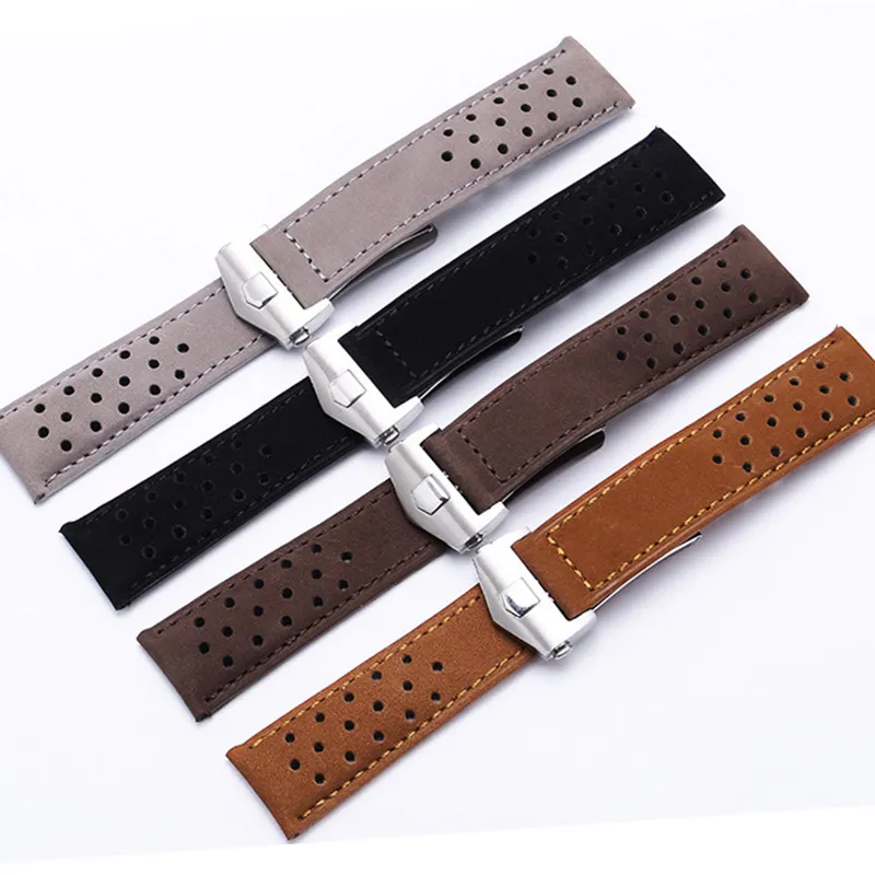 New 20 22 24mm Matte Cow Leather Bracelet for TAG HEUER CARRERA