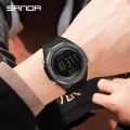 Sanda new model 6028 thermometer environment thermometer single movement display electronic watch for men and women.