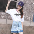White V Collar Top Yellow Korean Style All-Match Loose Western Style Slimming Inner Vest Short Sleeve T Women's New T-shirt. 