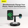 Baseus 3 in 1 Magnetic Wireless Charger Stand For iPhone 14 13 12 Pro Airpods Phone Fast Charge Dock Station For Apple Watch 8 7. 