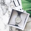 SK Super Slim Sliver Mesh Stainless Steel Watches Women Top Brand Luxury Casual Clock Ladies Wrist Watch Relogio Feminino.