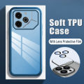 New Phone Case For Tecno Pova 6 Pro Cover Camera Protection Semi Transparent Soft Silicone Shockproof with Lens Protector Films for Tecno Pova6 Pro Case.