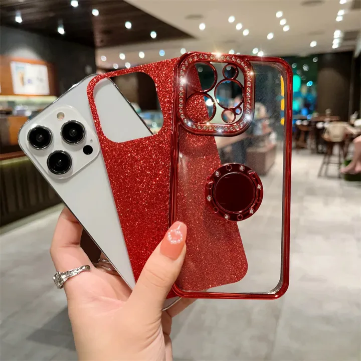 Luxury%20plating%20glitter%20rhinestones%20ring%20holder%20clear%20case%20for%20iPhone%2015%2013%2011%2012%2014%20Pro%20Max%20X%20XR%20Xs%207%208%20plus%20soft%20silicone%20cover%20-%20Image%203