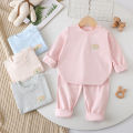Colorful cotton suit boys and girls autumn clothes and pants Children's underwear set baby long sleeves and trousers One piece on behalf of the hair. 