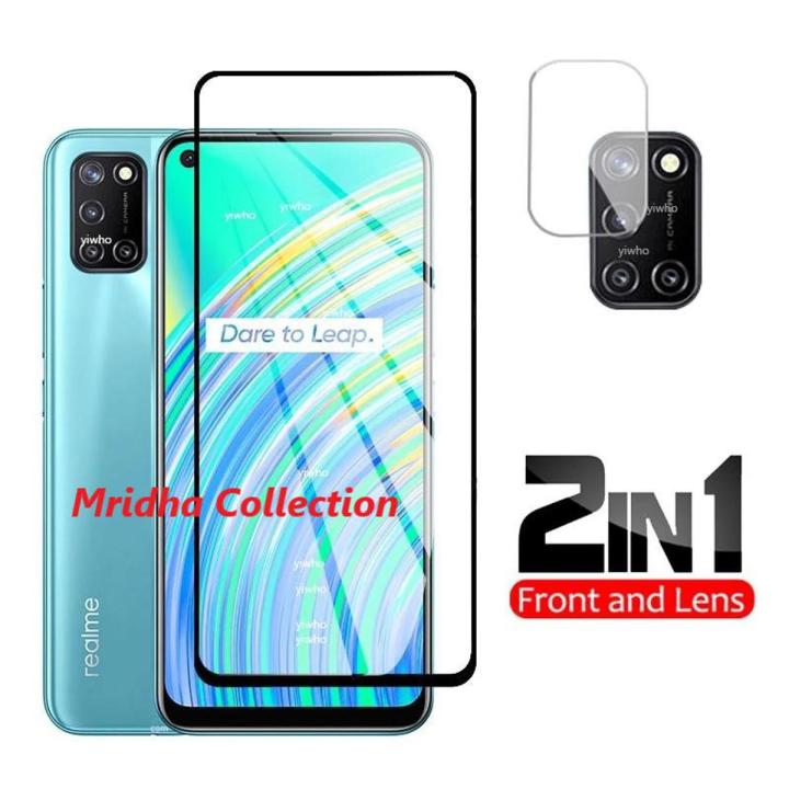 Realme c20/realme c20a এর জন্য 2 ইন 1 প্রটেক্টর কম্বো প্যাক (ফুল স্ক্রিন প্রোটেক্টর গ্লাস + ক্যামেরা লেন্স প্রোটেক্টর)