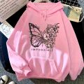 Butterfly Winter Fleece Cotton Hoodie For Women. 