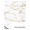 10pcs Gold amp;White Marble Tile Sticker Kitchen Backsplash Oil proof Bathroom Waterproof Wall Decals Peel amp; Stick Art Wallpaper. 