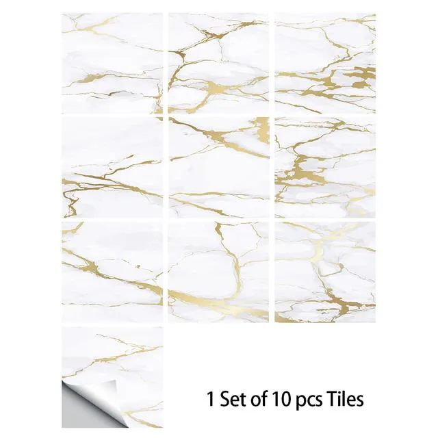 10pcs%20Gold%20amp;White%20Marble%20Tile%20Sticker%20Kitchen%20Backsplash%20Oil%20proof%20Bathroom%20Waterproof%20Wall%20Decals%20Peel%20amp;%20Stick%20Art%20Wallpaper%20-%20Image%202
