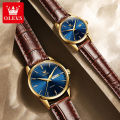 OLEV Fashion Couple Watches Double Calendar Simple Waterproof Men and Women Wristwatch  - 6898（2 Pcs ）. 