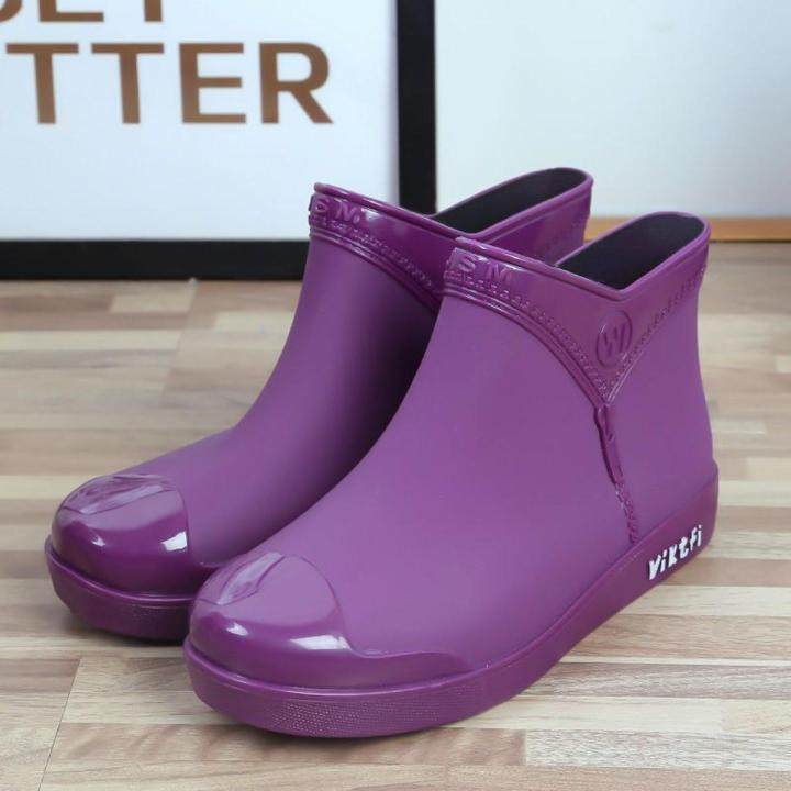 Rain Boots for Women Rain Shoes Women Low-Top Anti-Slip Waterproof Mid-Calf Cotton Rain Boots Korean Fashion Cute All-Match Rain Boots