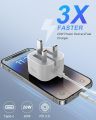 20W Folding USB C Adapter for iPhone 14/13/12/11/X,iPad, AirPods Pro, Type C Adapter Fast USB C Charger UK Adapter. 