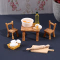 1Set 1:12 Dollhouse Miniature Furniture Kitchen Chair Rolling Pin Olive Oil Egg Model DIY Accessories.