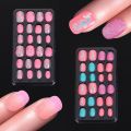【The road to happiness Store】24PCS/Lot Candy False Nail Tips Press On Cartoon Full Cover Kid Glue Self Fake Nails Art for Girls.