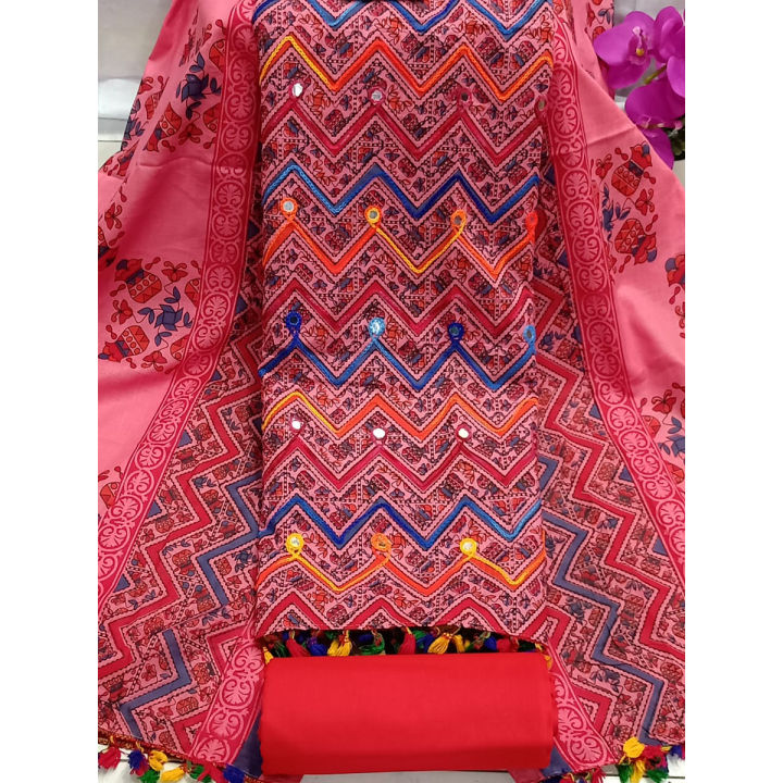 Latest Collection Joypuree Screen Print Cotton Three Piece [3PC]