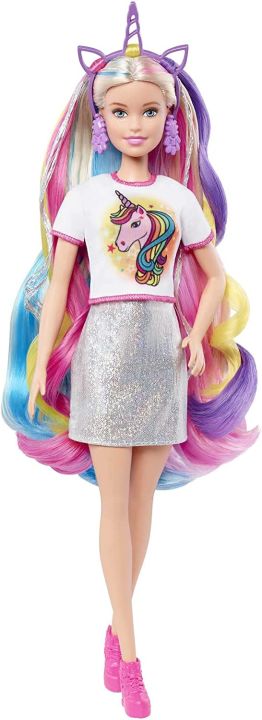 Barbie%20Fantasy%20Hair%20Doll,%20Blonde,%20with%202%20Decorated%20Crowns,%202%20Tops%20and%20Accessories%20for%20Mermaid%20and%20Unicorn%20Looks,%20Plus%20Styling%20Pieces,%20for%20Kids%20Ages%203%20to%207%20-%20Image%206