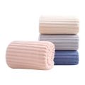 Household candy strip velvet coral velvet Gaoyang towel bath towel shower cap set thickened absorbent non-shedding three-piece set.