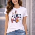 Pink &White Fashionable Tops Ladies Short Sleeve Casual Girls Print New T-Shirt For Women.